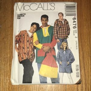 Vintage sewing pattern McCalls 6476 unisex tops and backpack